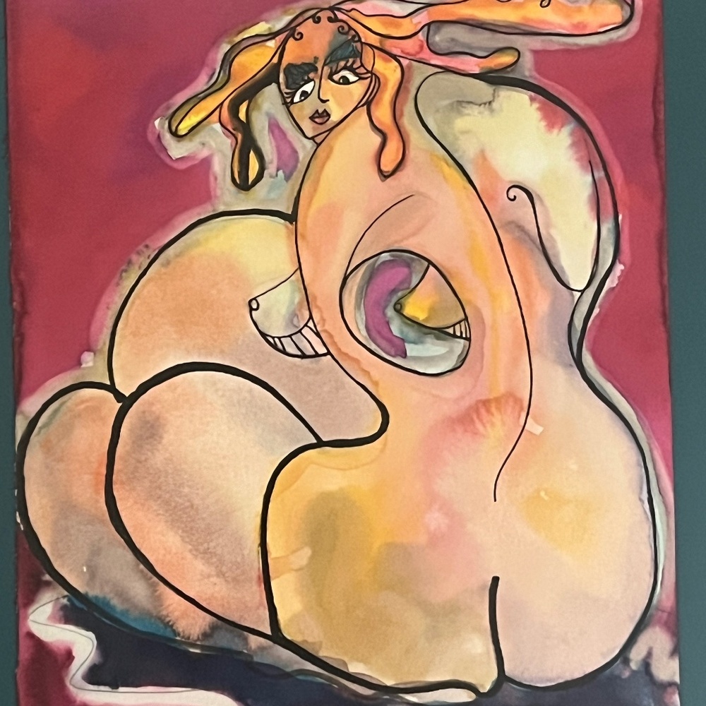 For Sale a Acuarela painting from Kbonesa 2002 a woman's figure Argentina Artist